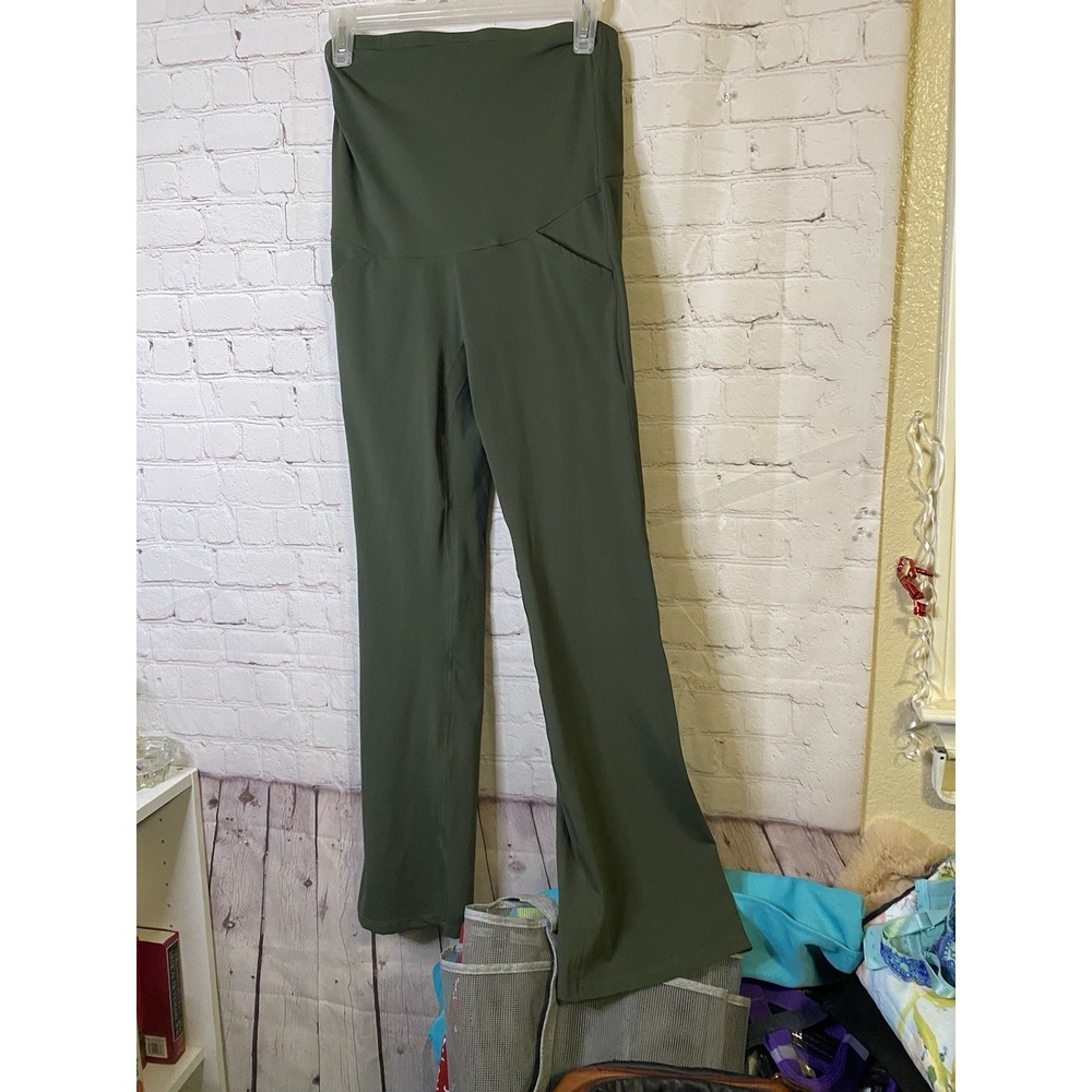 Poshdivah‎ Over the Belly Maternity Leggings sz Large Color: Army Green